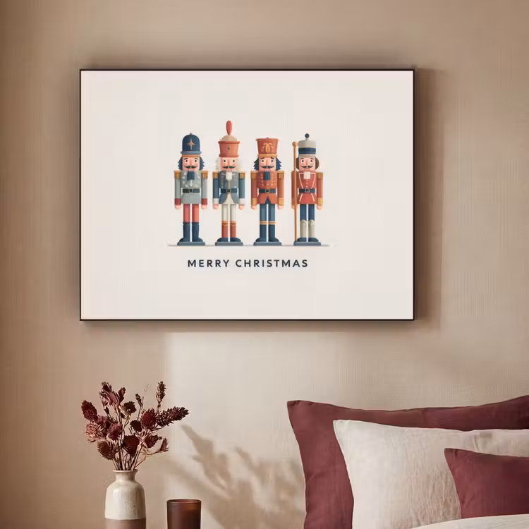 Notenkrakers - Minimalistisch - Kerst - Beige Textielframe - compleet frame klein -sfeer1