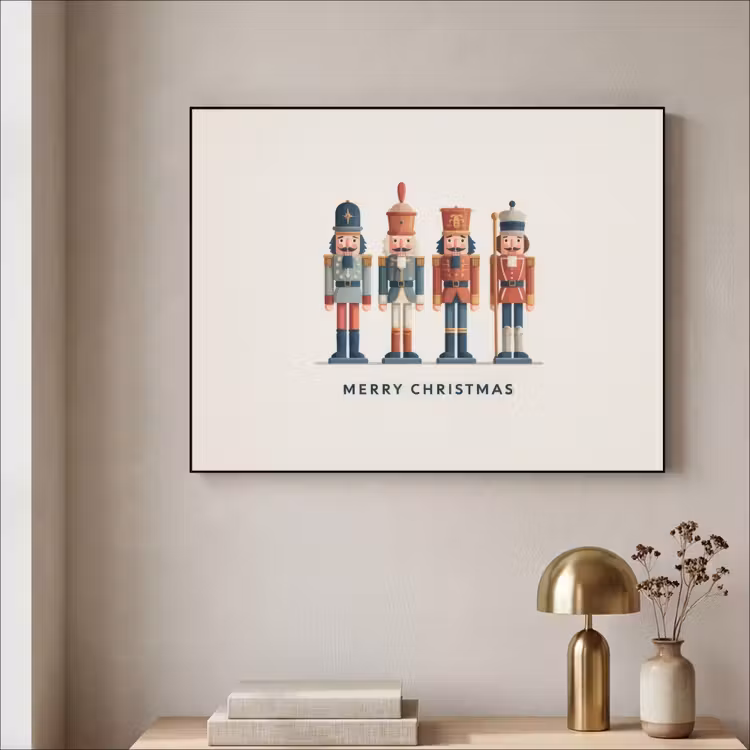Notenkrakers - Minimalistisch - Kerst - Beige Textielframe - compleet frame klein -sfeer2