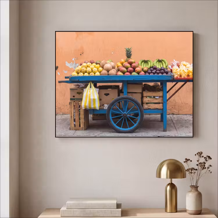 Art Frame - Obst – Kar – Straße - Fruit - Kar - Straat Textielframe zwart klein