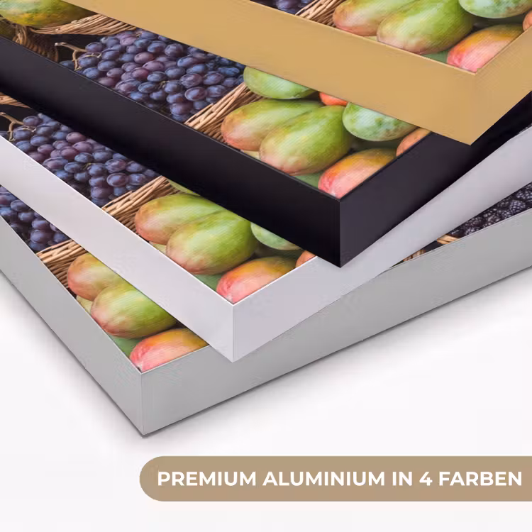 Art Frame - Obst – Markt – Bunt - Fruit - Markt - Kleurrijk Textielframe zwart klein