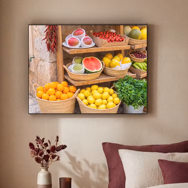 Art Frame - Obst – Markt – Frisch - Fruit - Markt - Vers Textielframe zwart klein