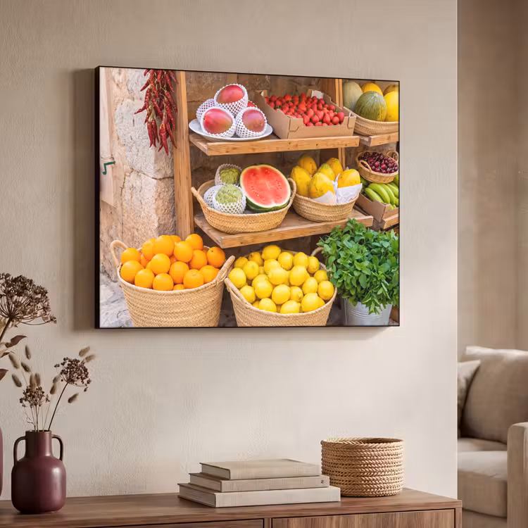 Art Frame - Obst – Markt – Frisch - Fruit - Markt - Vers Textielframe zwart klein