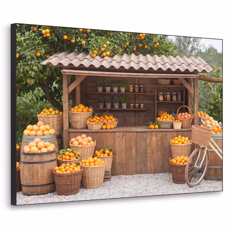 Art Frame - Obst – Markt – Ländlich - Fruit - Markt - Landelijk Textielframe zwart klein