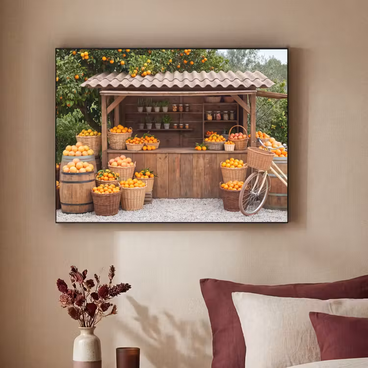 Art Frame - Obst – Markt – Ländlich - Fruit - Markt - Landelijk Textielframe zwart klein