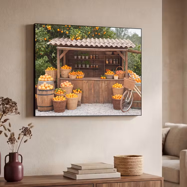 Art Frame - Obst – Markt – Ländlich - Fruit - Markt - Landelijk Textielframe zwart klein
