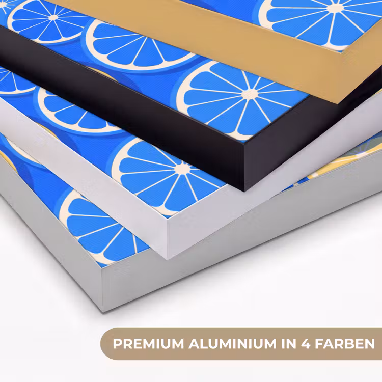 Fruit - Schijven - Patroon - Modern - Blauw - Geel Textielframe zwart klein -USP_kleurenDE