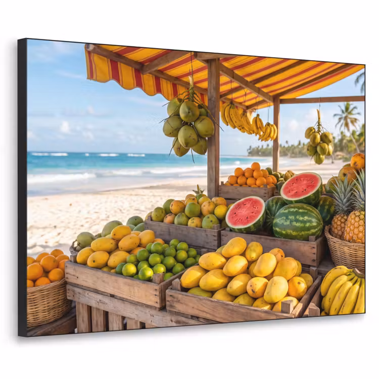 Art Frame - Obst – Strand – Tropisch - Fruit - Strand - Tropisch Textielframe zwart klein