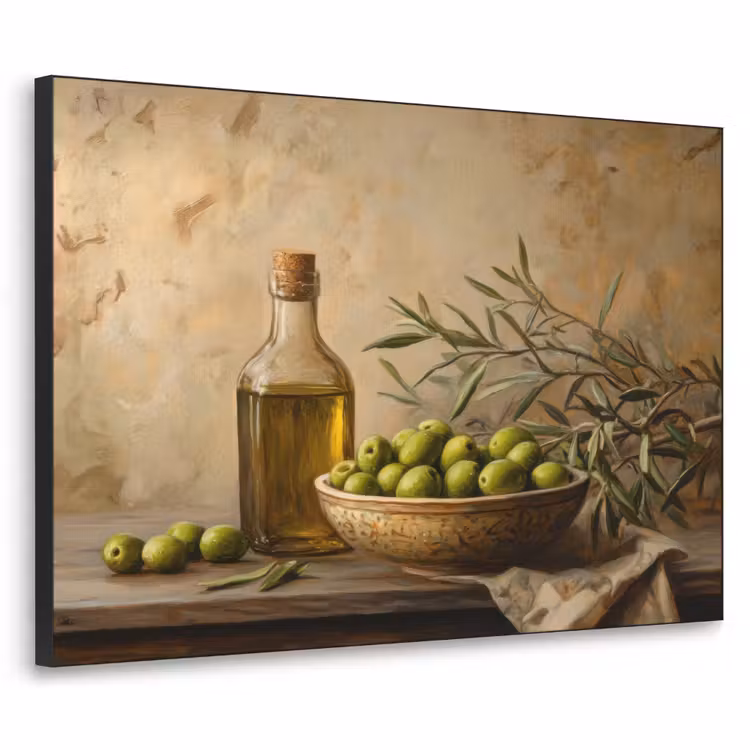 Olijven - Stilleven - Vintage Textielframe zwart klein -3d
