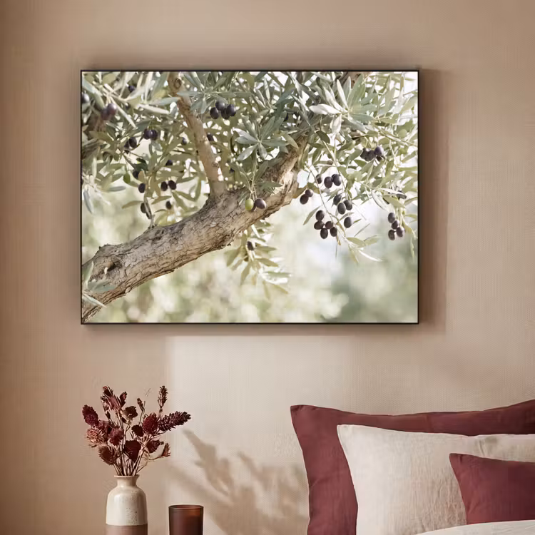 Art Frame - Olivenbaum – Zweig – grün - Olijfboom - tak - groen Textielframe zwart klein