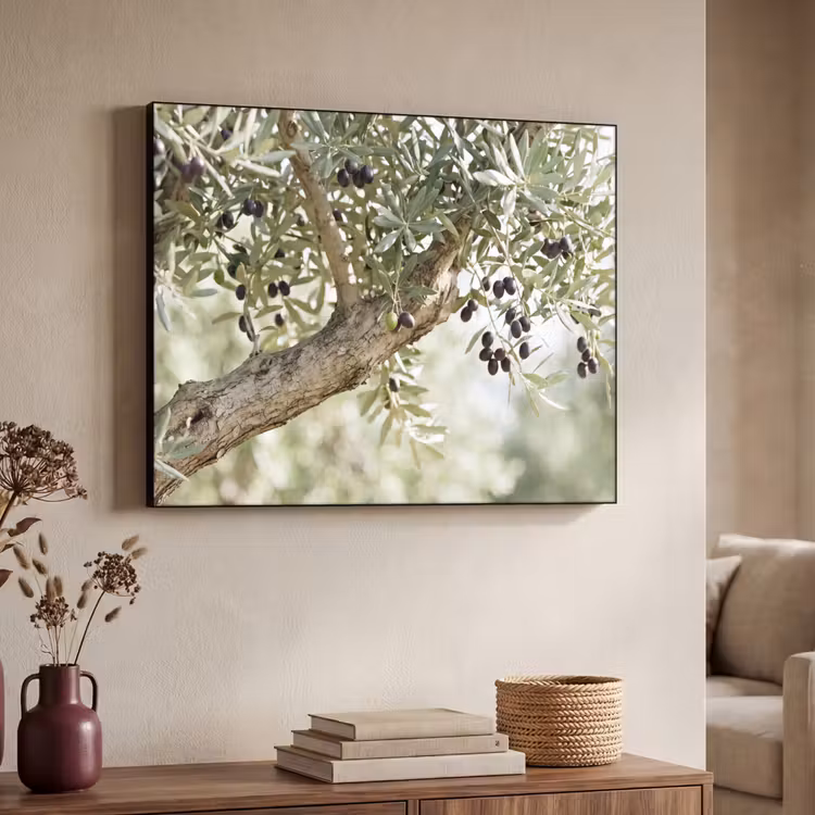 Art Frame - Olivenbaum – Zweig – grün - Olijfboom - tak - groen Textielframe zwart klein