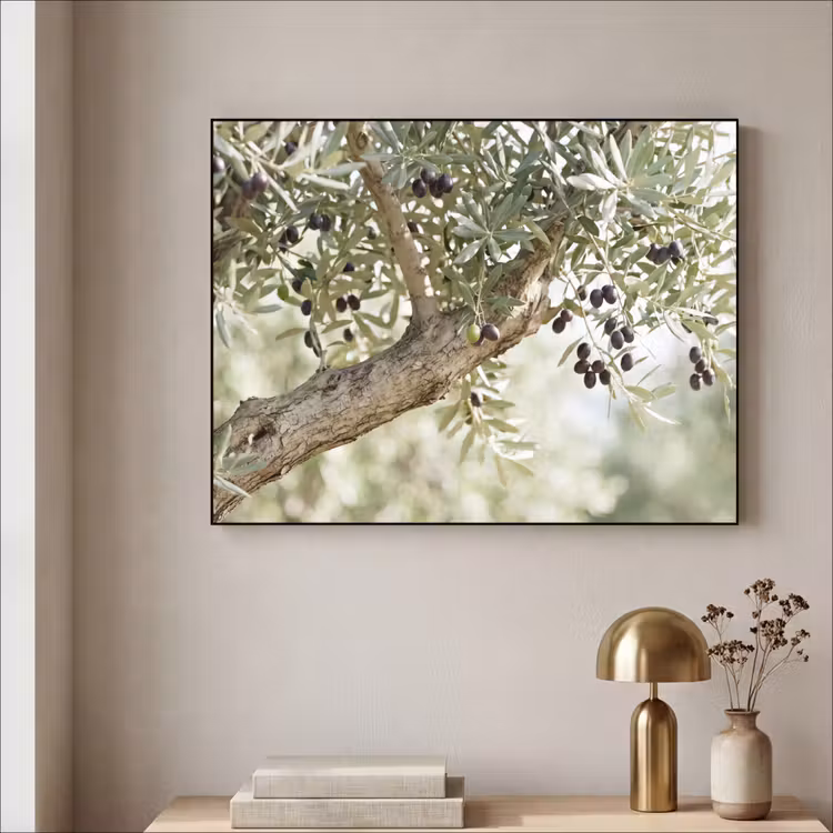 Art Frame - Olivenbaum – Zweig – grün - Olijfboom - tak - groen Textielframe zwart klein