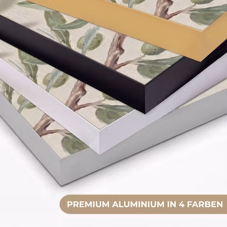 Olijftak - Bladeren - Natuur - Groen - Beige Textielframe zwart klein -USP_kleurenDE