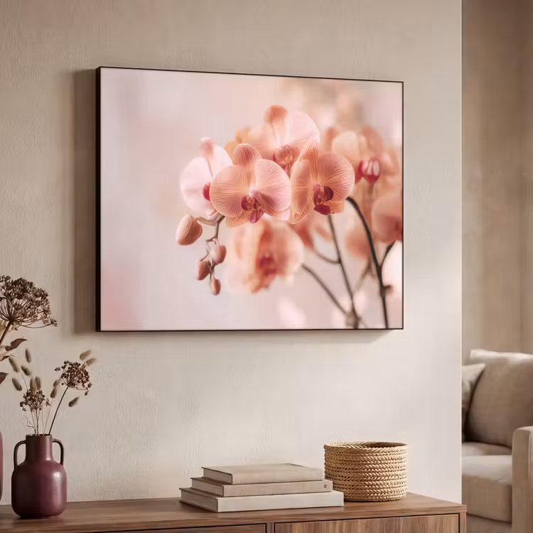 Orchidee - Bloemen - Roze - Bloemblaadjes Textielframe - compleet frame klein -sfeer3