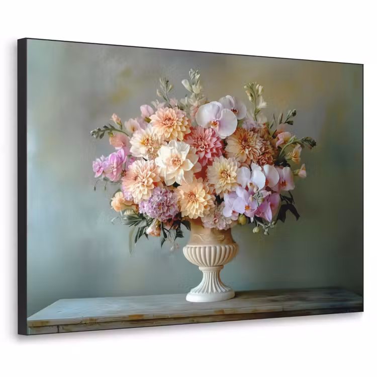 Orchidee - Boeket - Vaas - Bloemen Textielframe zwart klein -3d