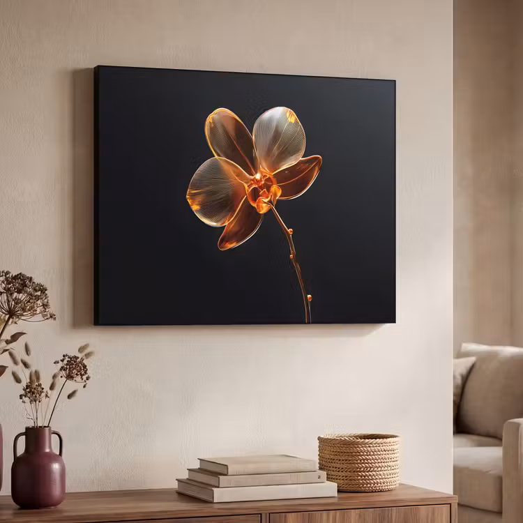 Orchidee - Doorzichtig - Bloem Textielframe zwart klein -sfeer3