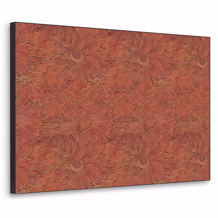 Oosters - Bloemen - Terracotta Textielframe zwart klein 947 -3d