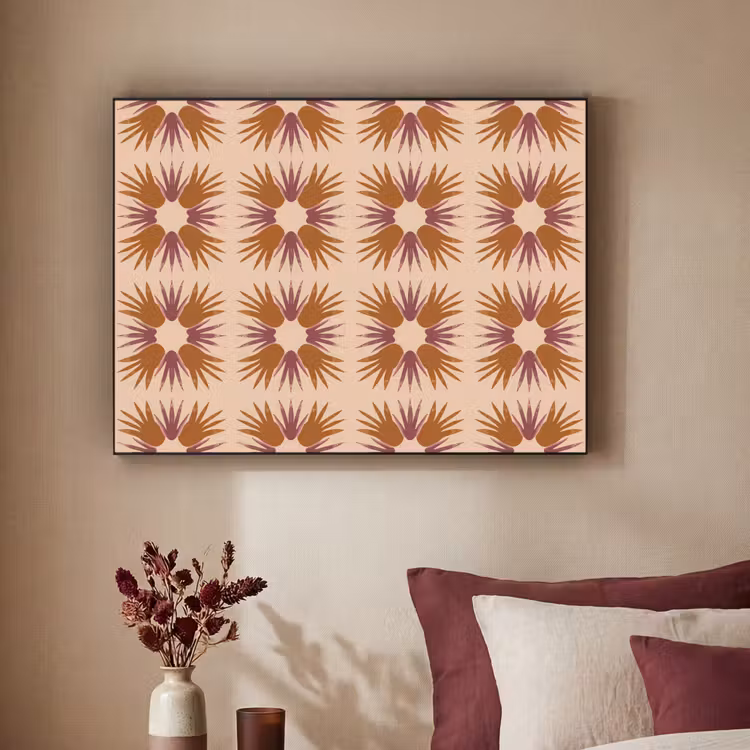 Ornament - Patroon - Oker Textielframe zwart klein 947 -sfeer1