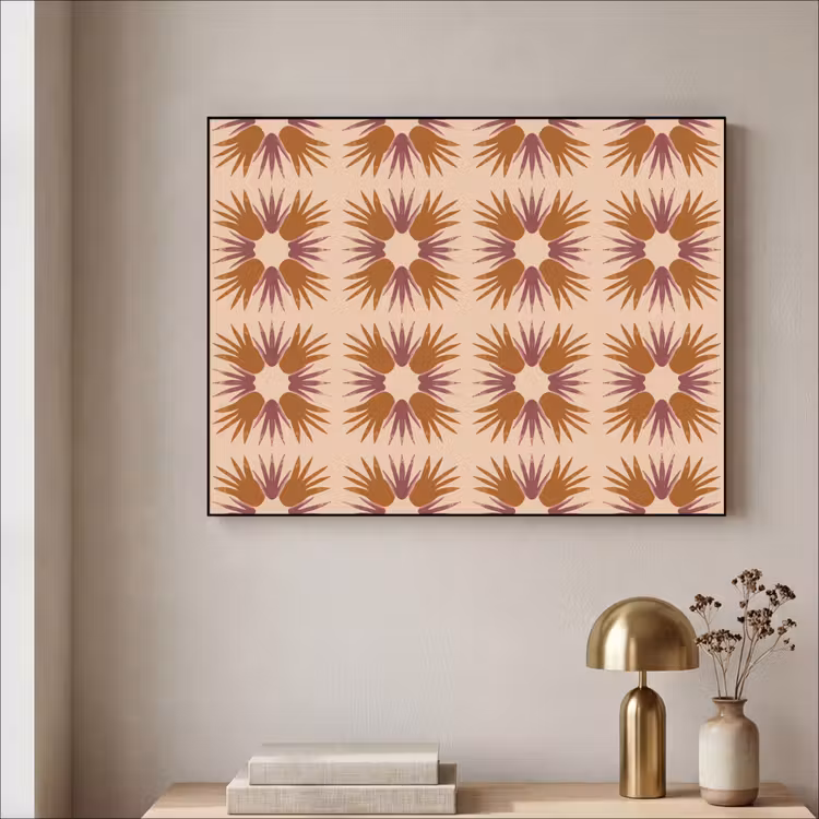 Ornament - Patroon - Oker Textielframe zwart klein 947 -sfeer2