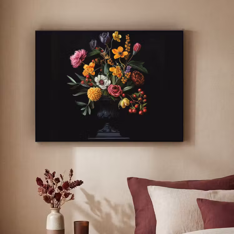 Sierlijk - Boeket - Bladeren Textielframe zwart klein -sfeer1