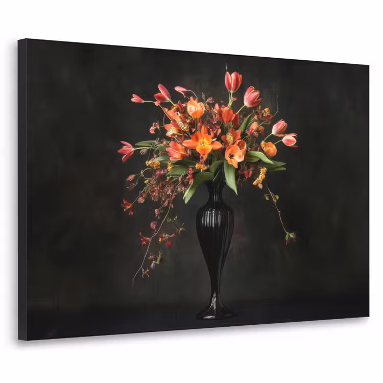 Sierlijk - Boeket - Vaas Textielframe zwart klein -3d