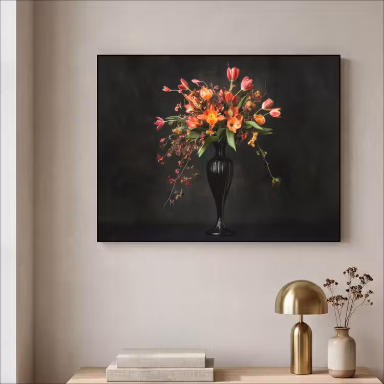 Sierlijk - Boeket - Vaas Textielframe zwart klein -sfeer2