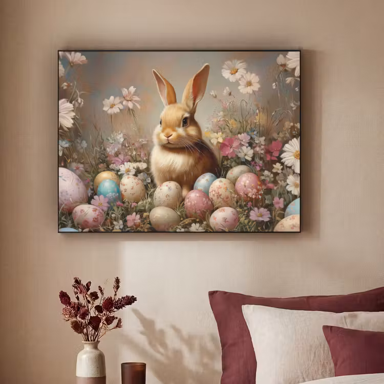 Paashaas - Lente - Paaseieren Textielframe - compleet frame klein -sfeer1