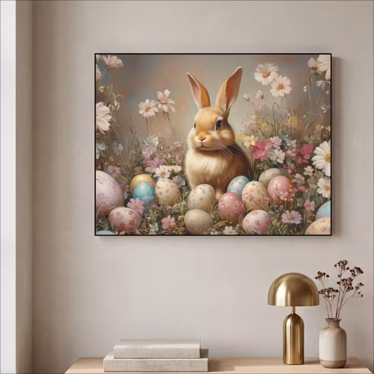 Paashaas - Lente - Paaseieren Textielframe - compleet frame klein -sfeer2