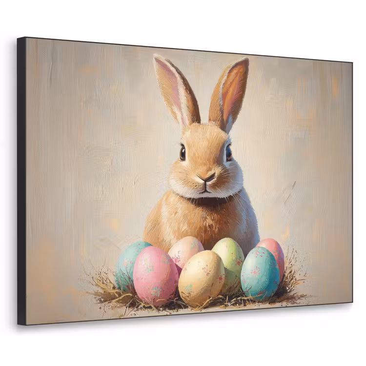 Paashaas - Pastel - Eieren Textielframe zwart klein -3d