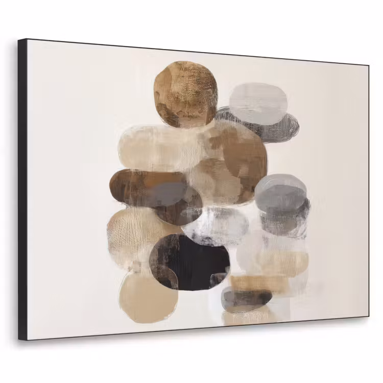 Ovaal - Kleurvlakken - Penseelstreken Textielframe - compleet frame klein -3d