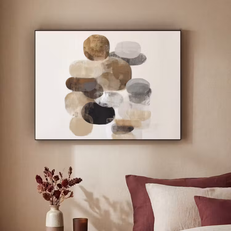 Ovaal - Kleurvlakken - Penseelstreken Textielframe - compleet frame klein -sfeer1