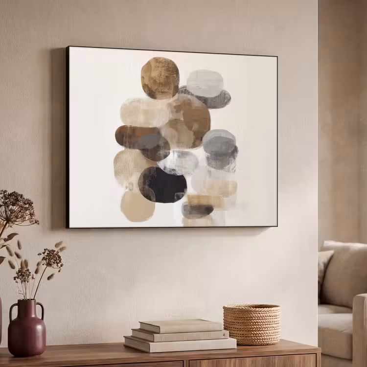 Ovaal - Kleurvlakken - Penseelstreken Textielframe - compleet frame klein -sfeer3