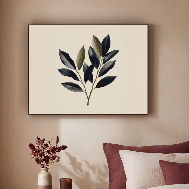 Ovaal - Olijfgroen - Simpel Textielframe zwart klein -sfeer1