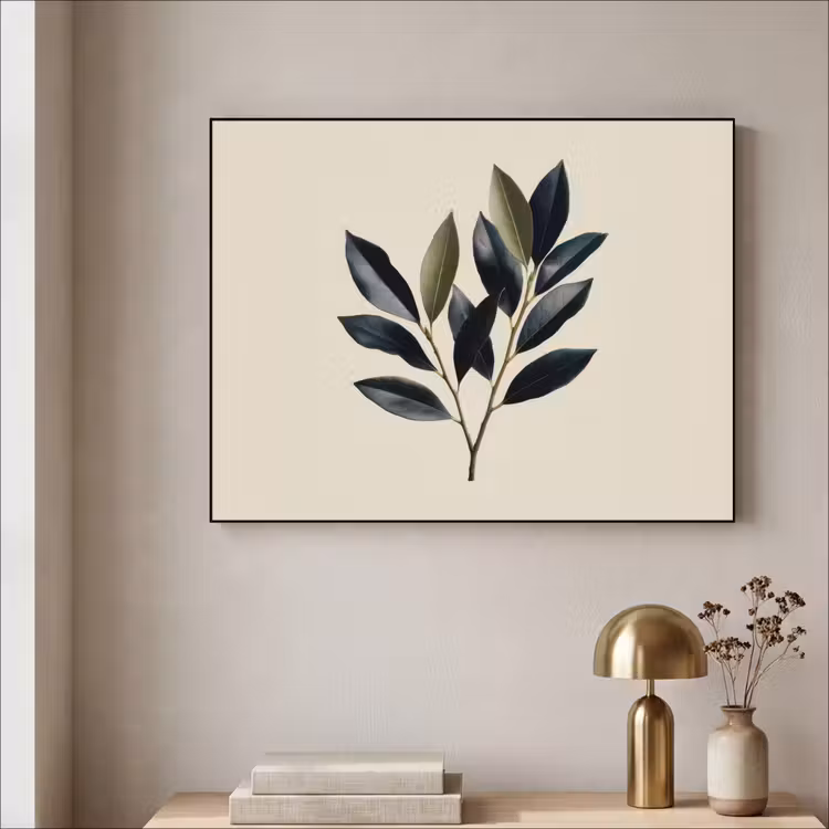 Ovaal - Olijfgroen - Simpel Textielframe zwart klein -sfeer2
