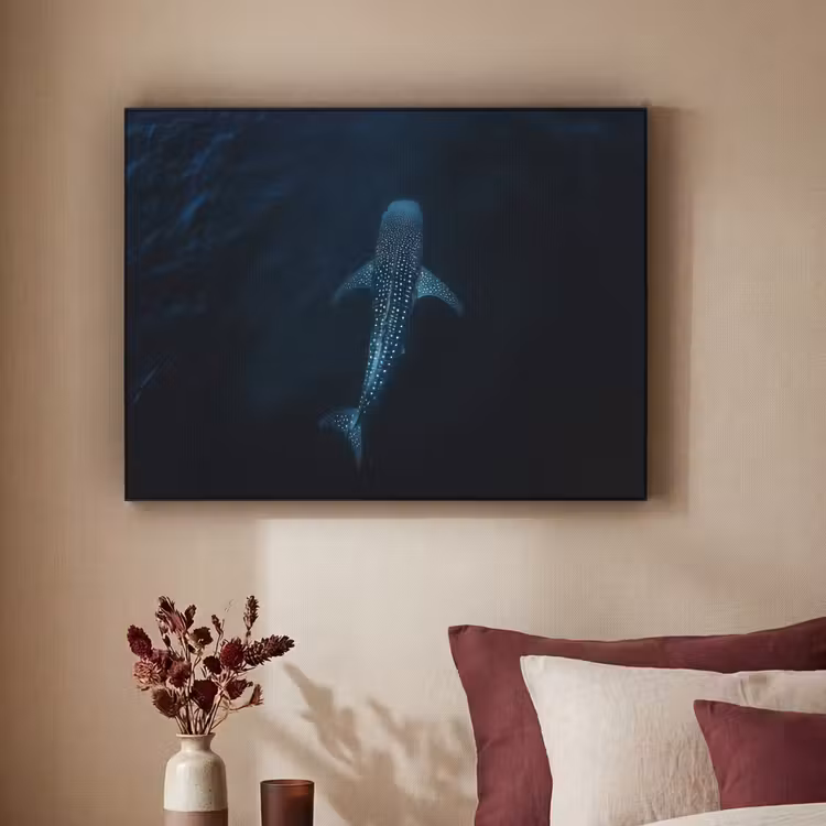 Oceaan - Walvishaai - Donkerblauw - Vlekken Textielframe - compleet frame klein -sfeer1