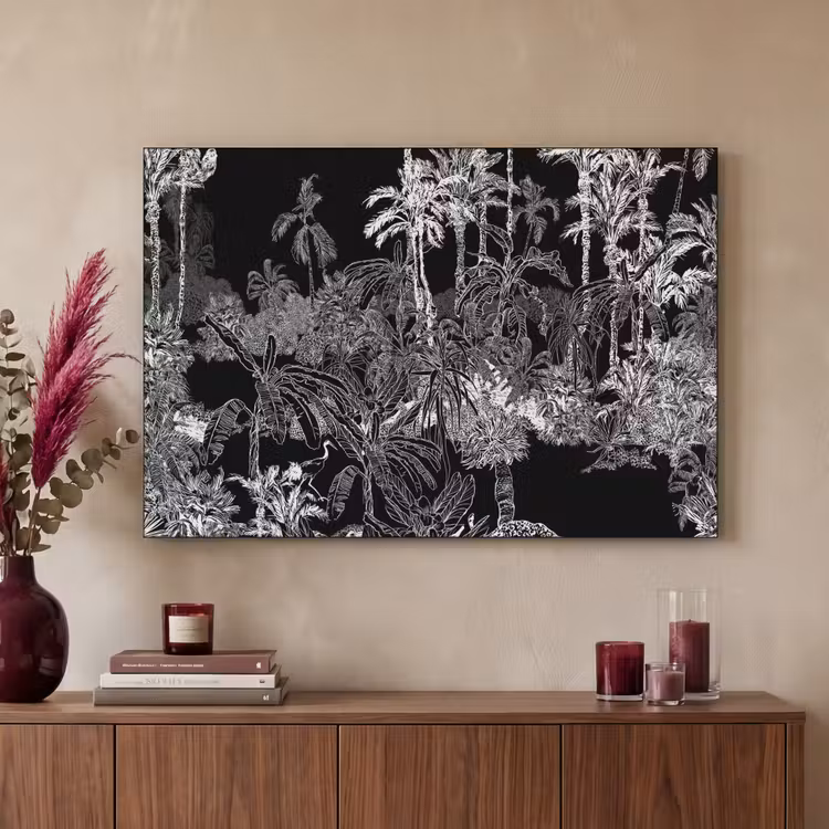 Palm - Jungle - Tropical Textielframe zwart klein -sfeer1