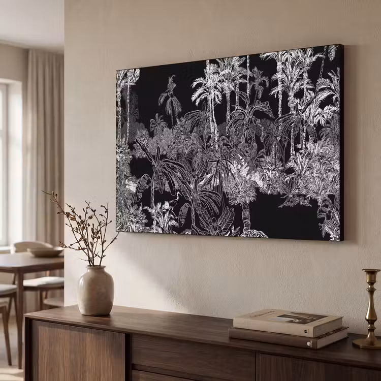 Palm - Jungle - Tropical Textielframe zwart klein -sfeer3
