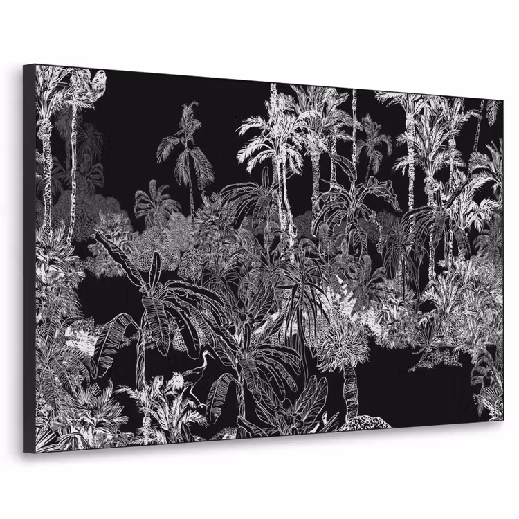 Palm - Jungle - Tropical Textielframe zwart klein -3d