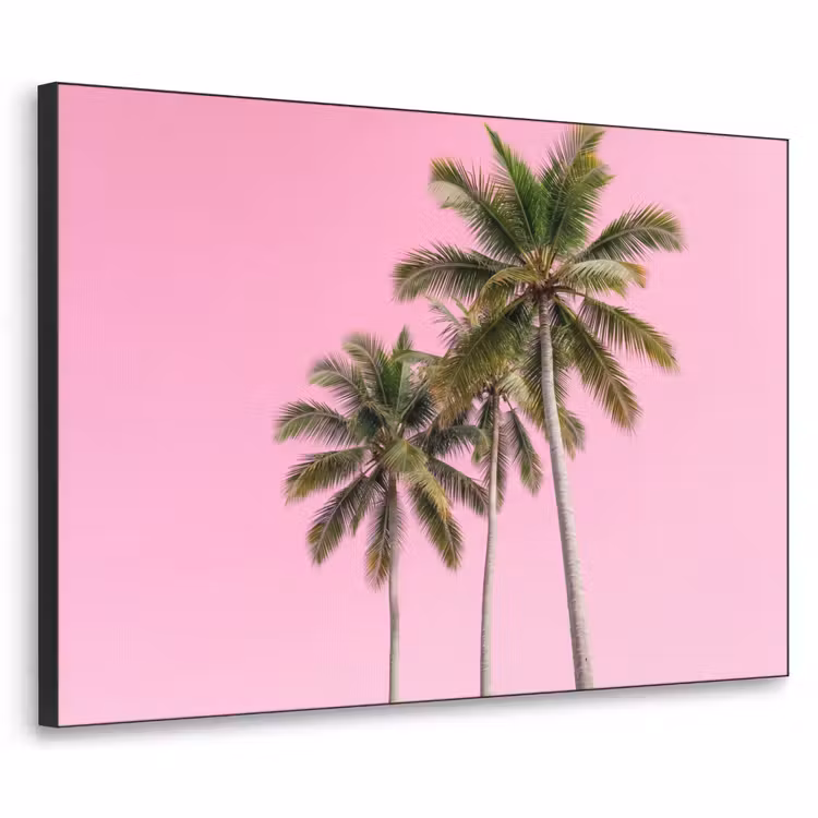Palmboom - Tropisch - Pink Textielframe zwart klein -3d