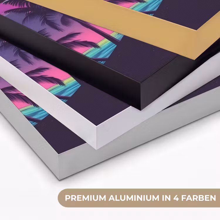 Palmbomen - Hoofd - Metallic - Zonsondergang Textielframe zwart klein -USP_kleurenDE