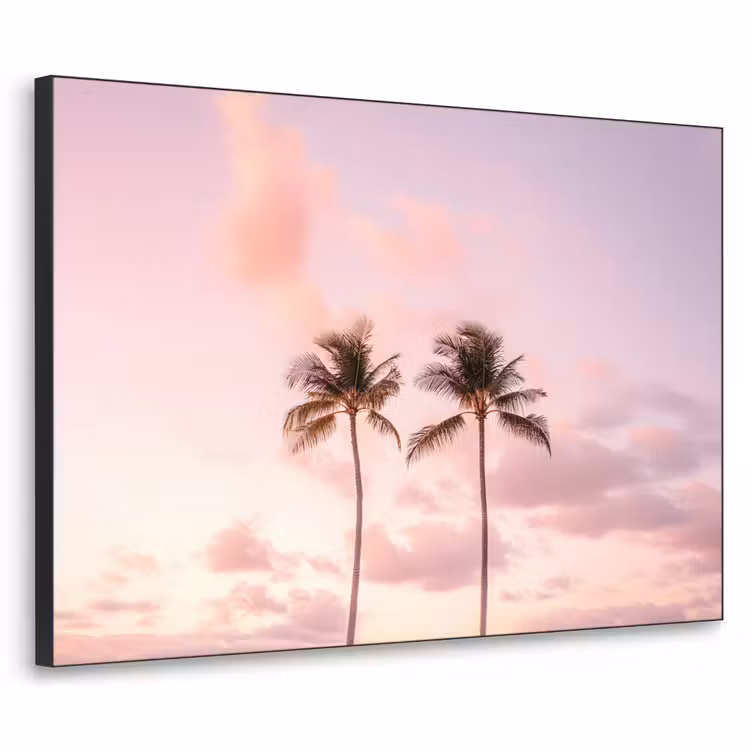 Palmbomen - Paars - Wolken - Lucht Textielframe - compleet frame klein -3d