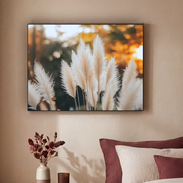 Pampasgras - Pluimen - Sierlijk Textielframe zwart klein -sfeer1