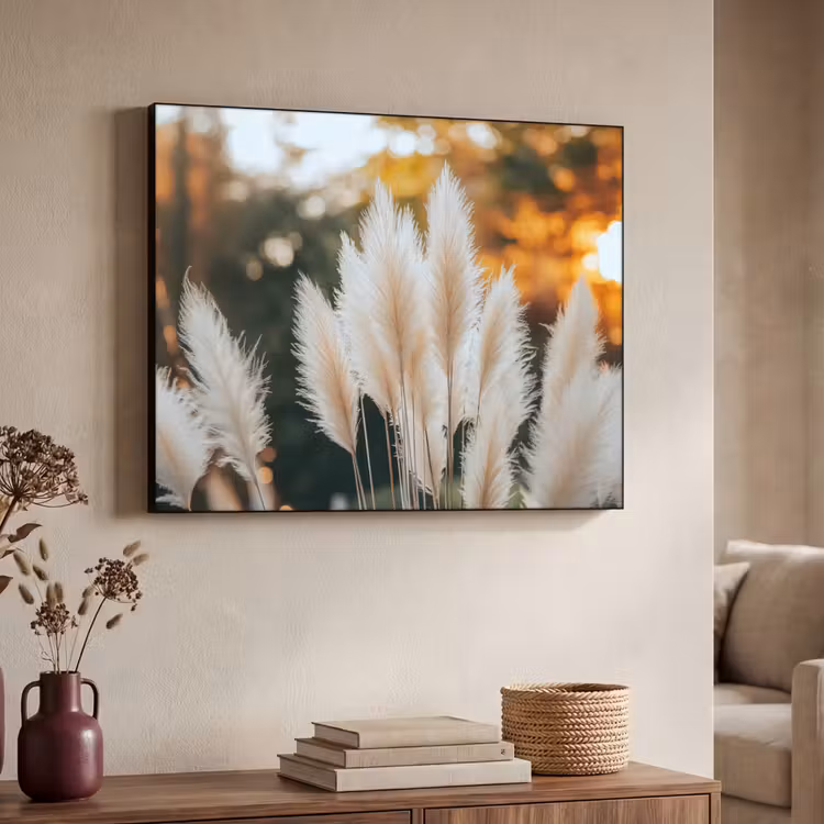 Pampasgras - Pluimen - Sierlijk Textielframe zwart klein -sfeer3