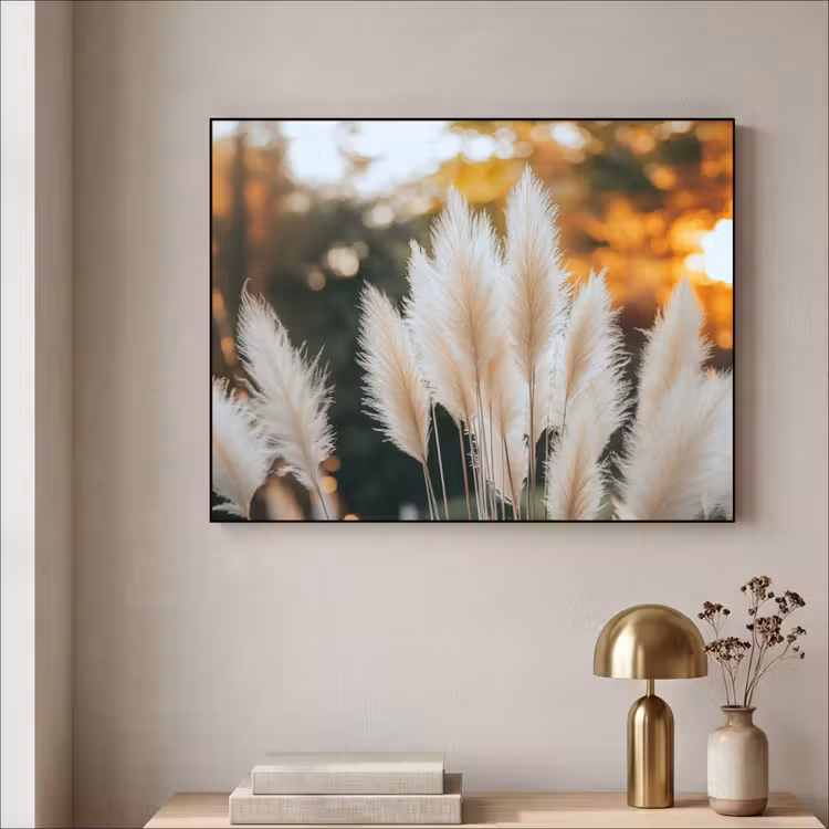 Pampasgras - Pluimen - Sierlijk Textielframe zwart klein -sfeer2