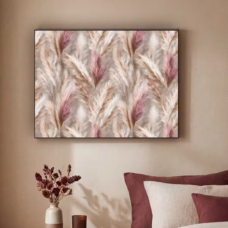 Pampasgras - Pluizig - Kleurrijk Textielframe zwart klein 947 -sfeer1