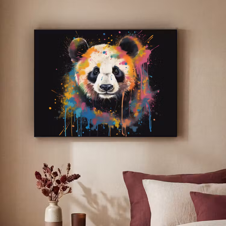 Panda - Graffiti - Dieren - Zwart - Kleuren Textielframe zwart klein -sfeer1