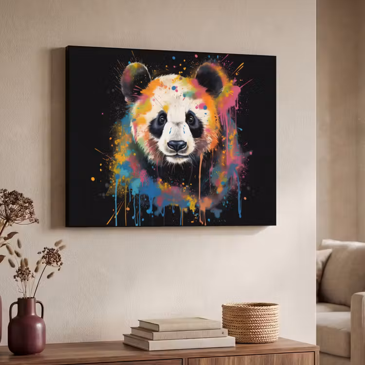 Panda - Graffiti - Dieren - Zwart - Kleuren Textielframe zwart klein -sfeer3