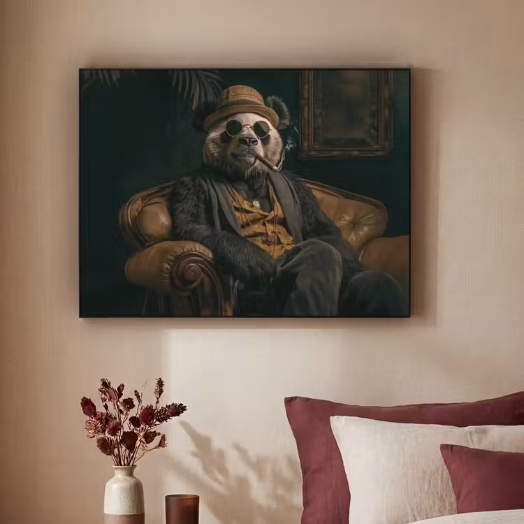 Panda - Hoed - Bril - Pak Textielframe zwart klein -sfeer1