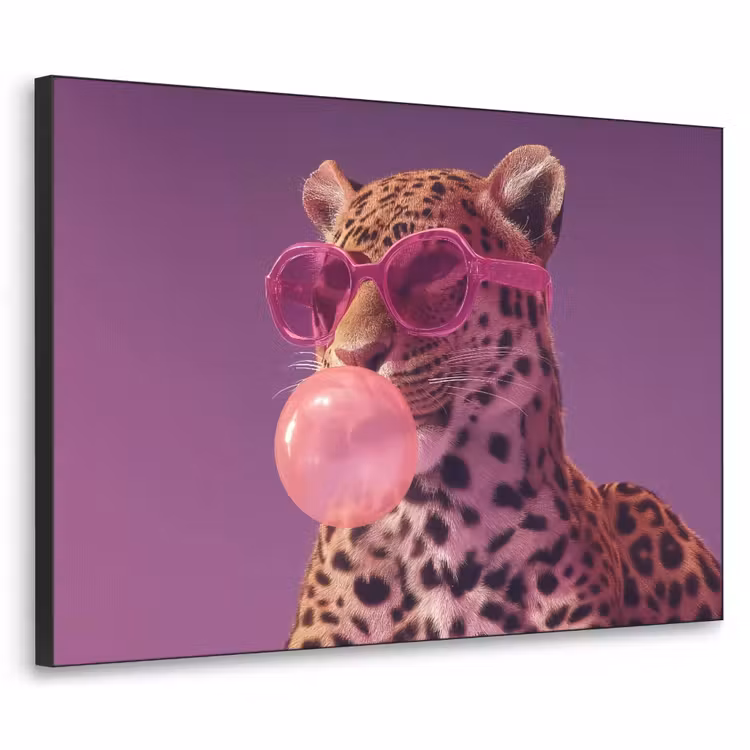 Panter - Zonnebril - Kauwgombel - Roze Textielframe - compleet frame klein -3d