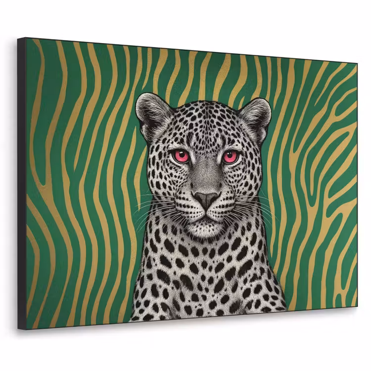 Panter - Zebrapatroon - Groen Textielframe zwart klein -3d