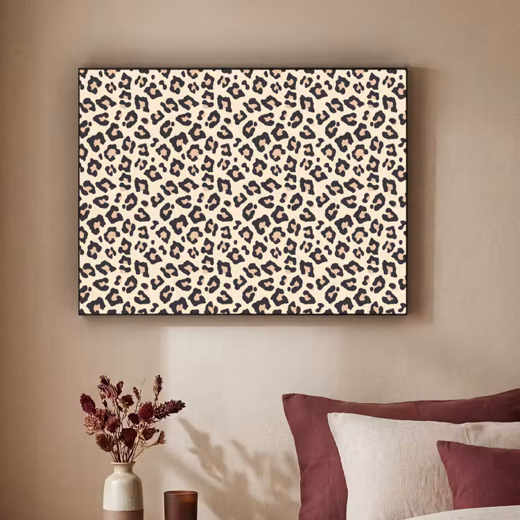 Panterprint - Patroon - Bruin Textielframe zwart klein 947 -sfeer1